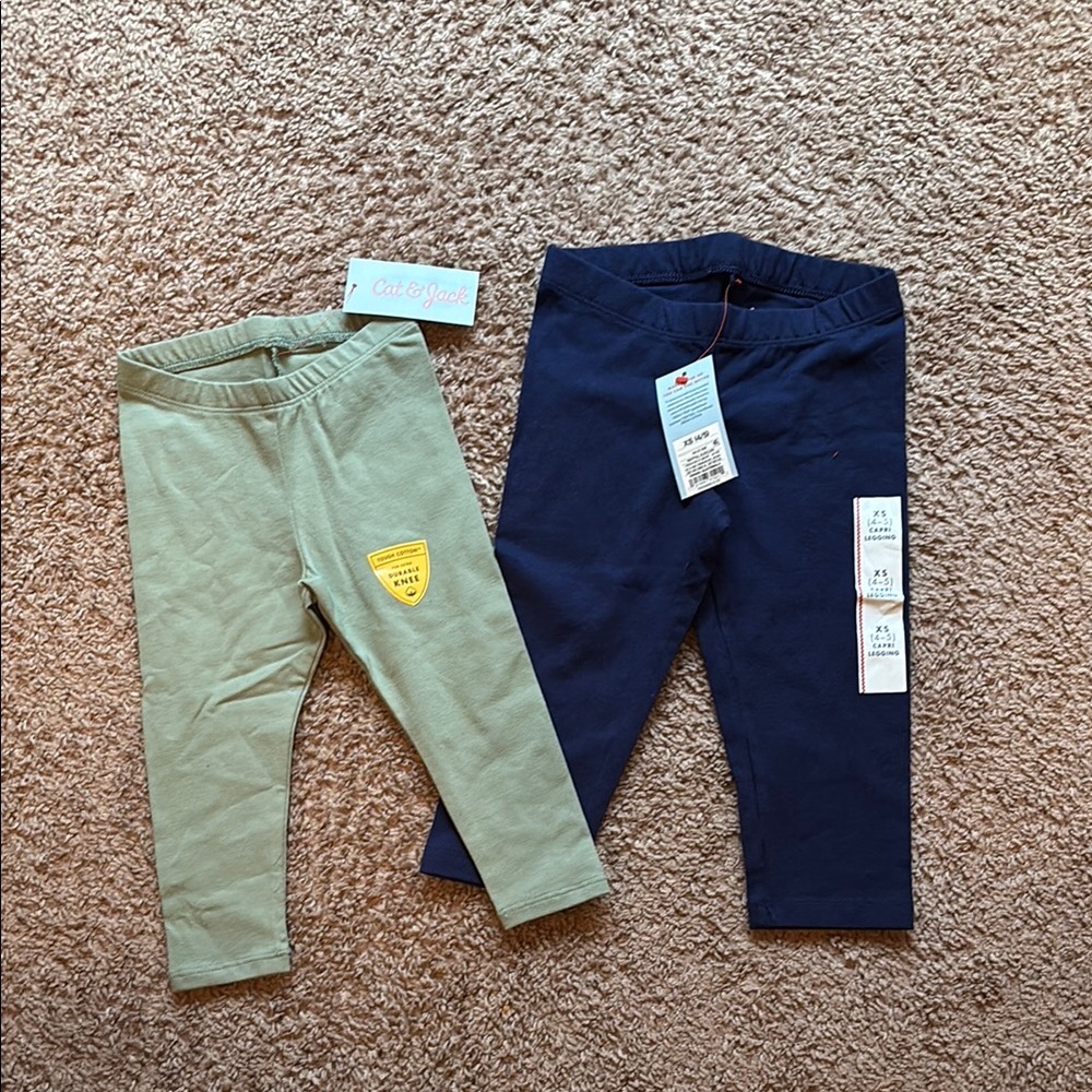 NEW Cat & Jack Kids Leggings - Green and Navy